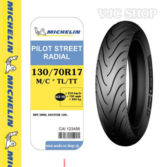Lốp xe máy Michelin Pilot Street Radial 130-70-R17 TL.TT 62H - 57070300 ...